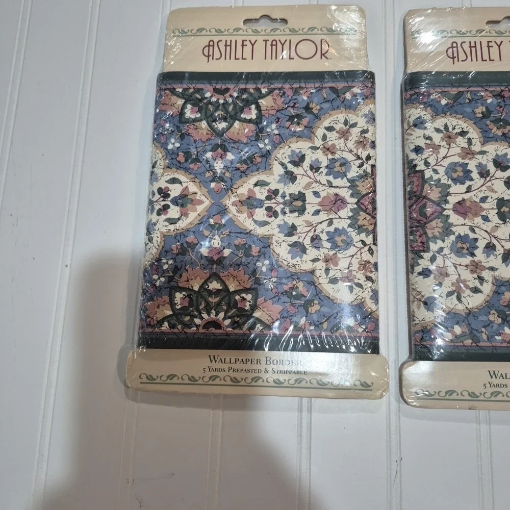 Ashley Taylor Stained Glass Wallpaper Border 10 Yds NOS Imperial Floral CS5951B